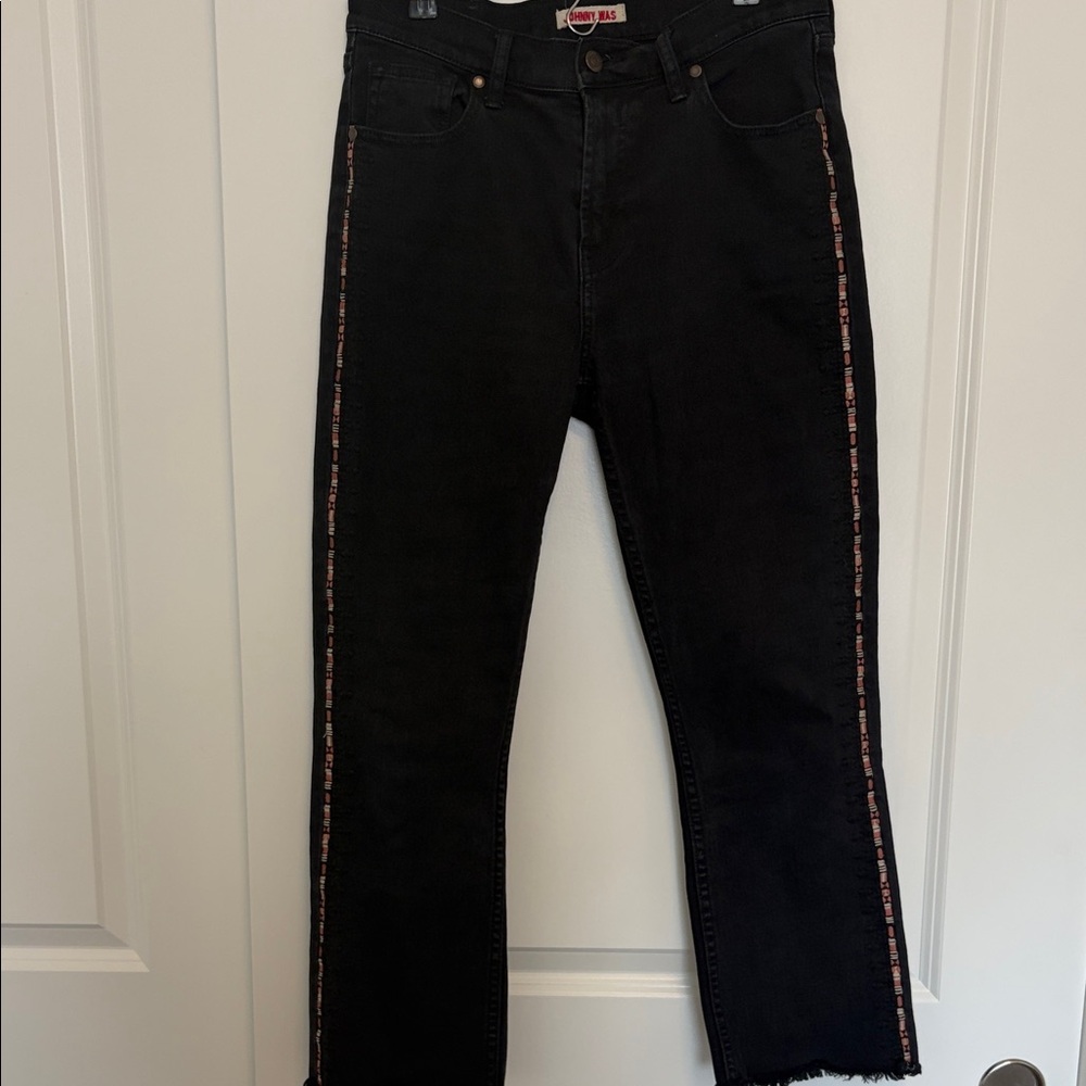 Johnny Was Black Jeans with Colored Side Trim
